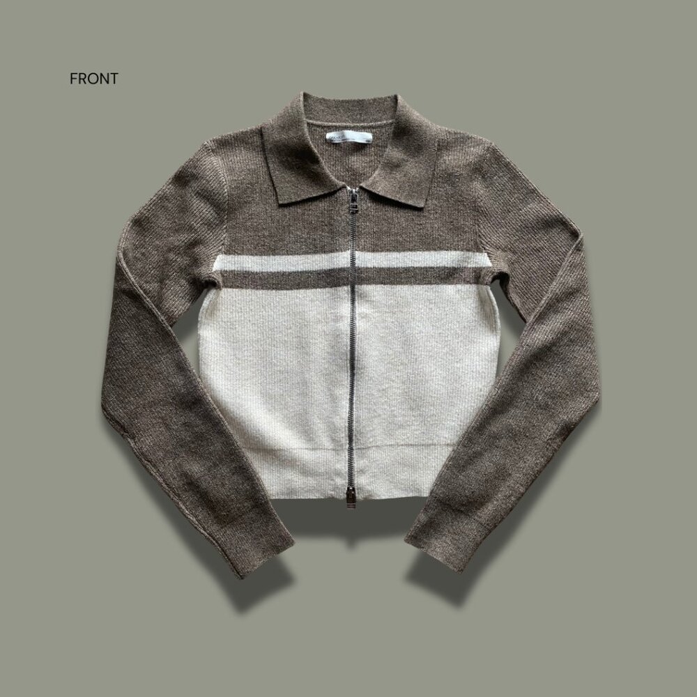 Colour Block Zip Cardigan - Picture 2 of 4